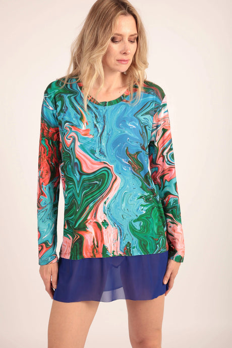 Oversized Tshirt Dress in Paint Swirl Print loveheroldn